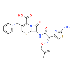 ChemSpider 2D Image | 1-[(7-{[(2Z)-2-(2-Amino-1,3-thiazol-4-yl)-2-{[(2-methyl-2-propen-1-yl)oxy]imino}acetyl]amino}-2-carboxy-8-oxo-5-thia-1-azabicyclo[4.2.0]oct-2-en-3-yl)methyl]pyridinium | C22H23N6O5S2