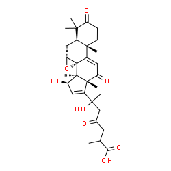 ChemSpider 2D Image | (7alpha,8alpha,15beta,20xi)-15,20-Dihydroxy-3,12,23-trioxo-7,8-epoxylanosta-9(11),16-dien-26-oic acid | C30H40O8