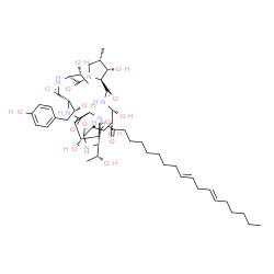 ChemSpider 2D Image | (9E,12E)-N-{(2R,6S,9R,11R,12R,14aS,15S,16S,20S,23S,25aS)-2,11,12,15-Tetrahydroxy-6,20-bis[(1R)-1-hydroxyethyl]-23-[(1R)-1-hydroxy-2-(4-hydroxyphenyl)ethyl]-16-methyl-5,8,14,19,22,25-hexaoxotetracosahy
dro-1H-dipyrrolo[2,1-c:2',1'-l][1,4,7,10,13,16]hexaazacyclohenicosin-9-yl}-9,12-octadecadienamide | C52H81N7O15