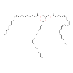 ChemSpider 2D Image | 2,3-Bis[(9Z)-9-octadecenoyloxy]propyl (5Z,8Z,11Z,14Z)-5,8,11,14-icosatetraenoate | C59H102O6