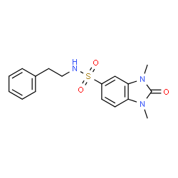 ChemSpider 2D Image | 1,3-Dimethyl-2-oxo-N-(2-phenylethyl)-2,3-dihydro-1H-benzimidazole-5-sulfonamide | C17H19N3O3S