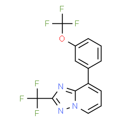 ChemSpider 2D Image | 8-[3-(Trifluoromethoxy)phenyl]-2-(trifluoromethyl)[1,2,4]triazolo[1,5-a]pyridine | C14H7F6N3O