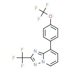 ChemSpider 2D Image | 8-[4-(Trifluoromethoxy)phenyl]-2-(trifluoromethyl)[1,2,4]triazolo[1,5-a]pyridine | C14H7F6N3O