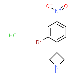 ChemSpider 2D Image | 3-(2-Bromo-4-nitrophenyl)azetidine hydrochloride (1:1) | C9H10BrClN2O2