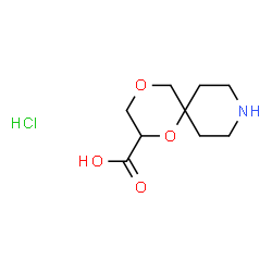 ChemSpider 2D Image | 1,4-Dioxa-9-azaspiro[5.5]undecane-2-carboxylic acid hydrochloride (1:1) | C9H16ClNO4