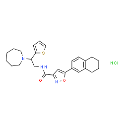 ChemSpider 2D Image | N-[2-(1-Azepanyl)-2-(2-thienyl)ethyl]-5-(5,6,7,8-tetrahydro-2-naphthalenyl)-1,2-oxazole-3-carboxamide hydrochloride (1:1) | C26H32ClN3O2S