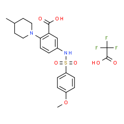 ChemSpider 2D Image | 5-{[(4-Methoxyphenyl)sulfonyl]amino}-2-(4-methyl-1-piperidinyl)benzoic acid trifluoroacetate (1:1) | C22H25F3N2O7S