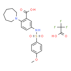 ChemSpider 2D Image | 2-(1-Azepanyl)-5-{[(4-methoxyphenyl)sulfonyl]amino}benzoic acid trifluoroacetate (1:1) | C22H25F3N2O7S