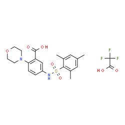 ChemSpider 2D Image | 5-[(Mesitylsulfonyl)amino]-2-(4-morpholinyl)benzoic acid trifluoroacetate (1:1) | C22H25F3N2O7S