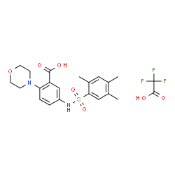 ChemSpider 2D Image | 2-(4-Morpholinyl)-5-{[(2,4,5-trimethylphenyl)sulfonyl]amino}benzoic acid trifluoroacetate (1:1) | C22H25F3N2O7S
