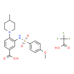 ChemSpider 2D Image | 3-{[(4-Methoxyphenyl)sulfonyl]amino}-4-(4-methyl-1-piperidinyl)benzoic acid trifluoroacetate (1:1) | C22H25F3N2O7S