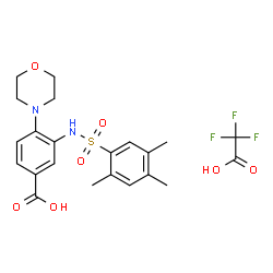 ChemSpider 2D Image | 4-(4-Morpholinyl)-3-{[(2,4,5-trimethylphenyl)sulfonyl]amino}benzoic acid trifluoroacetate (1:1) | C22H25F3N2O7S