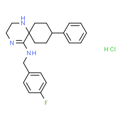 ChemSpider 2D Image | N-(4-Fluorobenzyl)-9-phenyl-1,4-diazaspiro[5.5]undec-4-en-5-amine hydrochloride (1:1) | C22H27ClFN3