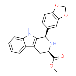 ChemSpider 2D Image | Methyl (1R,3R)-1-(1,3-benzodioxol-5-yl)-2,3,4,9-tetrahydro-1H-beta-carboline-3-carboxylate | C20H18N2O4