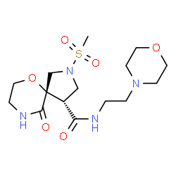 ChemSpider 2D Image | (4S,5S)-2-(Methylsulfonyl)-N-[2-(4-morpholinyl)ethyl]-10-oxo-6-oxa-2,9-diazaspiro[4.5]decane-4-carboxamide | C15H26N4O6S