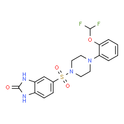 ChemSpider 2D Image | 5-({4-[2-(Difluoromethoxy)phenyl]-1-piperazinyl}sulfonyl)-1,3-dihydro-2H-benzimidazol-2-one | C18H18F2N4O4S