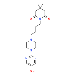 ChemSpider 2D Image | 1-{4-[4-(5-Hydroxy-2-pyrimidinyl)-1-piperazinyl]butyl}-4,4-dimethyl-2,6-piperidinedione | C19H29N5O3
