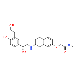 ChemSpider 2D Image | 2-{[(7R)-7-({(2R)-2-Hydroxy-2-[4-hydroxy-3-(2-hydroxyethyl)phenyl]ethyl}amino)-5,6,7,8-tetrahydro-2-naphthalenyl]oxy}-N,N-dimethylacetamide | C24H32N2O5