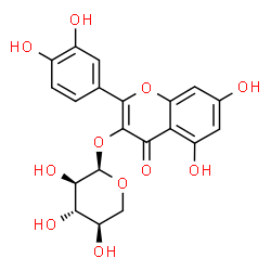 ChemSpider 2D Image | 2-(3,4-Dihydroxyphenyl)-5,7-dihydroxy-4-oxo-4H-chromen-3-yl alpha-D-xylopyranoside | C20H18O11