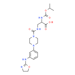 ChemSpider 2D Image | 3-[({4-[3-(4,5-Dihydro-1,3-oxazol-2-ylamino)phenyl]-1-piperazinyl}carbonyl)amino]-N-(isopropoxycarbonyl)alanine | C21H30N6O6
