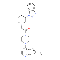 ChemSpider 2D Image | 2-[3-(1H-Benzotriazol-1-yl)-1-piperidinyl]-1-[4-(6-ethylthieno[2,3-d]pyrimidin-4-yl)-1-piperazinyl]ethanone | C25H30N8OS