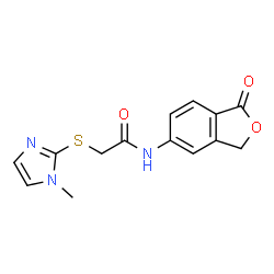ChemSpider 2D Image | 2-[(1-Methyl-1H-imidazol-2-yl)sulfanyl]-N-(1-oxo-1,3-dihydro-2-benzofuran-5-yl)acetamide | C14H13N3O3S
