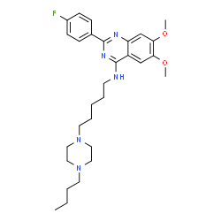 ChemSpider 2D Image | N-[5-(4-Butyl-1-piperazinyl)pentyl]-2-(4-fluorophenyl)-6,7-dimethoxy-4-quinazolinamine | C29H40FN5O2