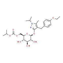 ChemSpider 2D Image | 4-(4-Ethoxybenzyl)-1-isopropyl-5-methyl-1H-pyrazol-3-yl 6-O-(isopropoxycarbonyl)-beta-D-glucopyranoside | C26H38N2O9