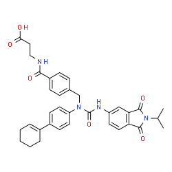 ChemSpider 2D Image | N-[4-({[4-(1-Cyclohexen-1-yl)phenyl][(2-isopropyl-1,3-dioxo-2,3-dihydro-1H-isoindol-5-yl)carbamoyl]amino}methyl)benzoyl]-beta-alanine | C35H36N4O6