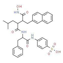ChemSpider 2D Image | 4-[(N-{2-[1-(Hydroxyamino)-3-(2-naphthyl)-1-oxo-2-propanyl]-4-methylpentanoyl}phenylalanyl)amino]benzenesulfonic acid | C34H37N3O7S