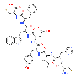 ChemSpider 2D Image | (3S)-3-[[(2S)-2-[[(2S,3S)-2-[[(2S)-2-[[(2R)-2-amino-3-sulfanyl-propanoyl]amino]-3-(3H-imidazol-4-yl)propanoyl]amino]-3-methyl-pentanoyl]amino]-3-(4-hydroxyphenyl)propanoyl]amino]-4-[[(1S)-2-[[(1S)-1-benzyl-2-[[(1R)-2-hydroxy-2-oxo-1-(sulfanylmethyl)ethyl]amino]-2-oxo-ethyl]amino]-1-(1H-indol-3-ylmethyl)-2-oxo-ethyl]amino]-4-oxo-butanoic acid | C51H63N11O12S2