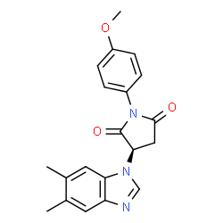 ChemSpider 2D Image | (3R)-3-(5,6-Dimethyl-1H-benzimidazol-1-yl)-1-(4-methoxyphenyl)-2,5-pyrrolidinedione | C20H19N3O3