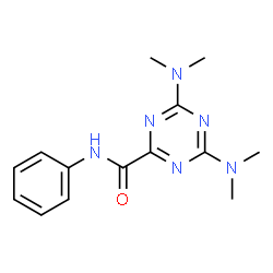 ChemSpider 2D Image | 4,6-Bis(dimethylamino)-N-phenyl-1,3,5-triazine-2-carboxamide | C14H18N6O