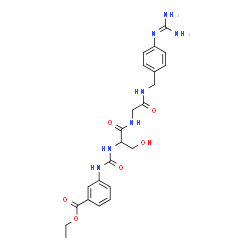 ChemSpider 2D Image | N-{[3-(Ethoxycarbonyl)phenyl]carbamoyl}seryl-N-{4-[(diaminomethylene)amino]benzyl}glycinamide | C23H29N7O6