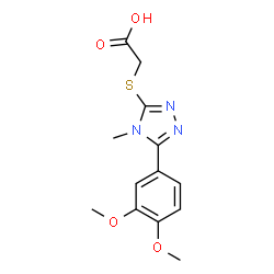ChemSpider 2D Image | {[5-(3,4-Dimethoxyphenyl)-4-methyl-4H-1,2,4-triazol-3-yl]sulfanyl}acetic acid | C13H15N3O4S