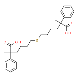 ChemSpider 2D Image | 6,6'-Sulfanediylbis(2-methyl-2-phenylhexanoic acid) | C26H34O4S