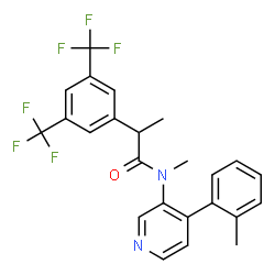 ChemSpider 2D Image | 2-[3,5-Bis(trifluoromethyl)phenyl]-N-methyl-N-[4-(2-methylphenyl)-3-pyridinyl]propanamide | C24H20F6N2O