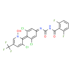 ChemSpider 2D Image | N-({3,5-Dichloro-4-[3-chloro-1-hydroxy-5-(trifluoromethyl)-2(1H)-pyridinylidene]-2,5-cyclohexadien-1-ylidene}carbamoyl)-2,6-difluorobenzamide | C20H9Cl3F5N3O3