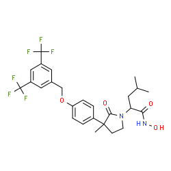 ChemSpider 2D Image | 2-[3-(4-{[3,5-Bis(trifluoromethyl)benzyl]oxy}phenyl)-3-methyl-2-oxo-1-pyrrolidinyl]-N-hydroxy-4-methylpentanamide | C26H28F6N2O4