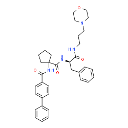 ChemSpider 2D Image | N-(1-{[(2R)-1-{[3-(4-Morpholinyl)propyl]amino}-1-oxo-3-phenyl-2-propanyl]carbamoyl}cyclopentyl)-4-biphenylcarboxamide | C35H42N4O4