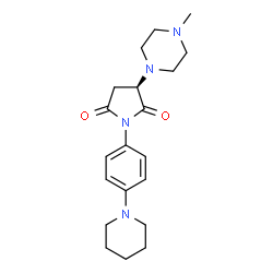 ChemSpider 2D Image | (3R)-3-(4-Methyl-1-piperazinyl)-1-[4-(1-piperidinyl)phenyl]-2,5-pyrrolidinedione | C20H28N4O2