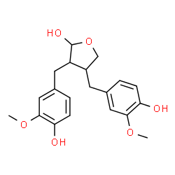 ChemSpider 2D Image | 3,4-Bis(4-hydroxy-3-methoxybenzyl)tetrahydro-2-furanol | C20H24O6