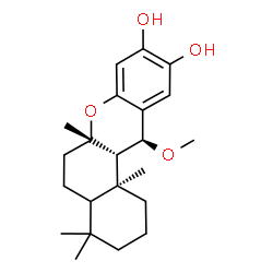 ChemSpider 2D Image | (6aS,12S,12aS,12bS)-12-Methoxy-4,4,6a,12b-tetramethyl-1,3,4,4a,5,6,6a,12,12a,12b-decahydro-2H-benzo[a]xanthene-9,10-diol | C22H32O4