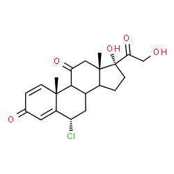 ChemSpider 2D Image | (6alpha,8xi,9xi,14xi)-6-Chloro-17,21-dihydroxypregna-1,4-diene-3,11,20-trione | C21H25ClO5