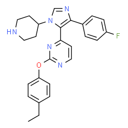 ChemSpider 2D Image | 2-(4-Ethylphenoxy)-4-[4-(4-fluorophenyl)-1-(4-piperidinyl)-1H-imidazol-5-yl]pyrimidine | C26H26FN5O