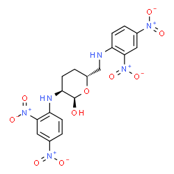 ChemSpider 2D Image | 2,3,4,6-Tetradeoxy-2,6-bis[(2,4-dinitrophenyl)amino]-alpha-L-erythro-hexopyranose | C18H18N6O10