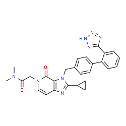 ChemSpider 2D Image | 2-(2-Cyclopropyl-4-oxo-3-{[2'-(2H-tetrazol-5-yl)-4-biphenylyl]methyl}-3,4-dihydro-5H-imidazo[4,5-c]pyridin-5-yl)-N,N-dimethylacetamide | C27H26N8O2