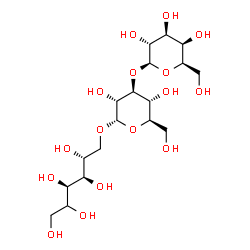 ChemSpider 2D Image | beta-D-Galactopyranosyl-(1->3)-alpha-D-glucopyranosyl-(1->6)-(2xi)-D-arabino-hexitol | C18H34O16