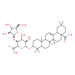 ChemSpider 2D Image | (5xi,8xi,9xi,10xi,17xi,18xi)-28-Hydroxy-28-oxoolean-12-en-3-yl 4-O-beta-D-arabinofuranosyl-beta-D-glucopyranosiduronic acid | C41H64O13