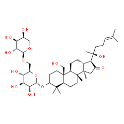 ChemSpider 2D Image | 19,20-Dihydroxy-16-oxodammar-24-en-3-yl 6-O-alpha-L-arabinopyranosyl-alpha-D-glucopyranoside | C41H68O13